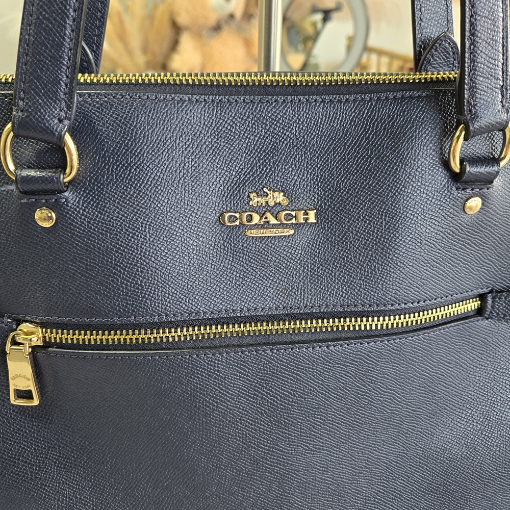 Coach (F79608) Signature Blue Leather Gallery Tote Shoulder Handbag Large ZipTop - Picture 2 of 16